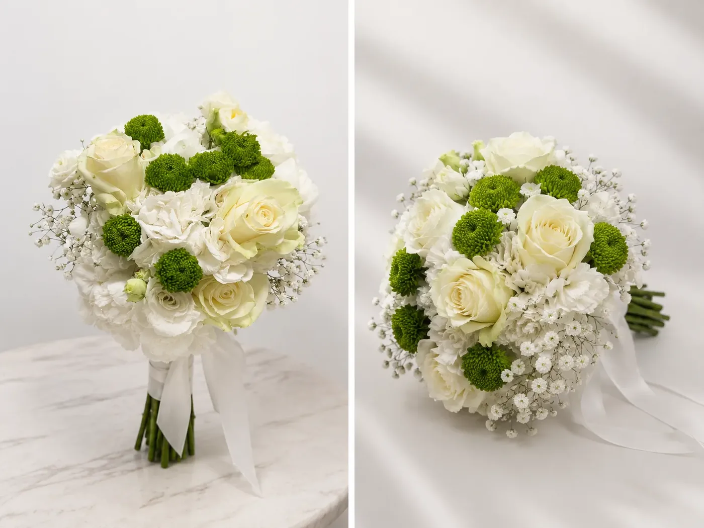 Bridal Bliss white rose and gypsophila wedding bouquet - flower delivery in Prilep