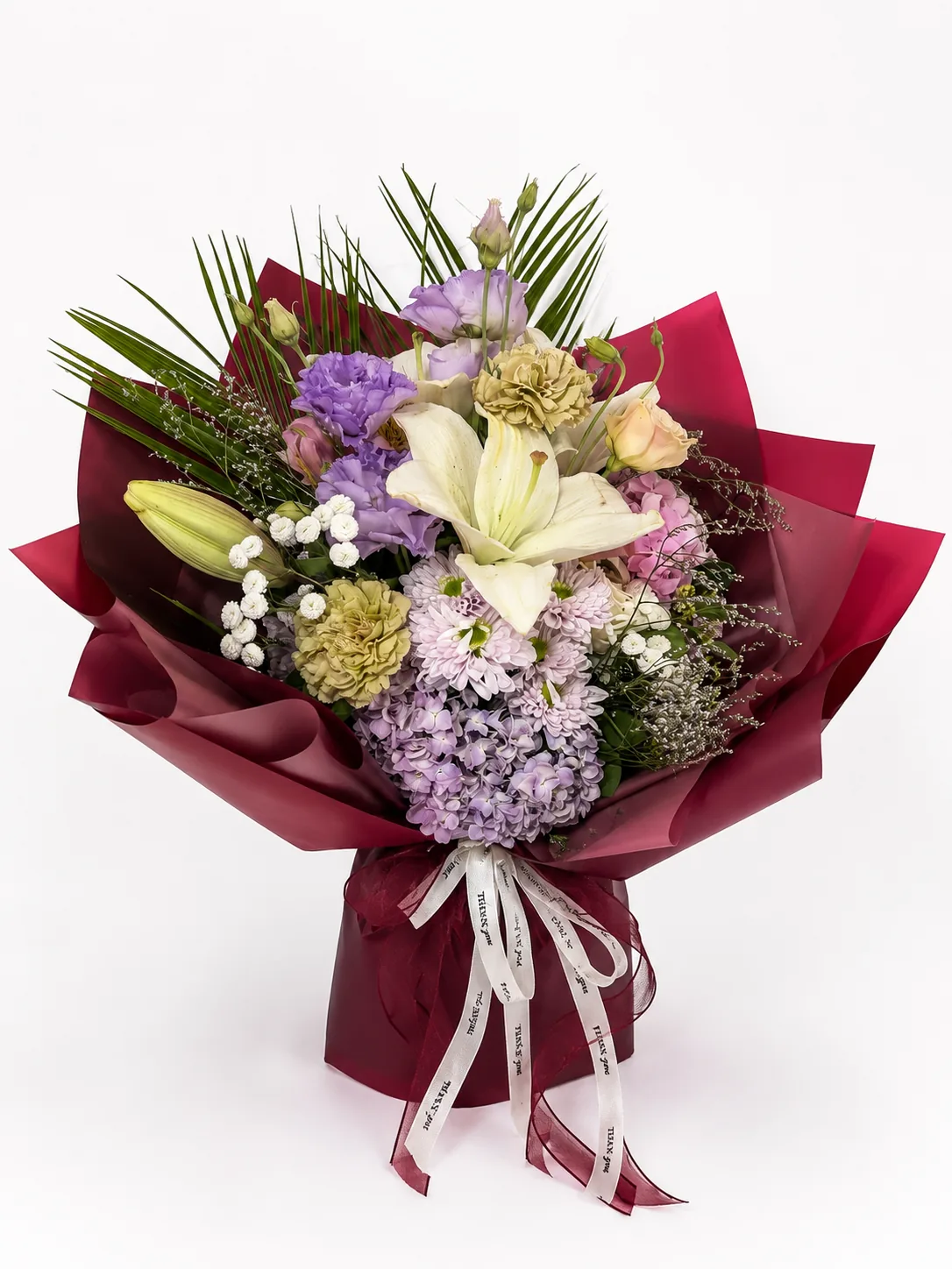 Happy Birthday bright gerbera and lily bouquet — flower delivery Prilep