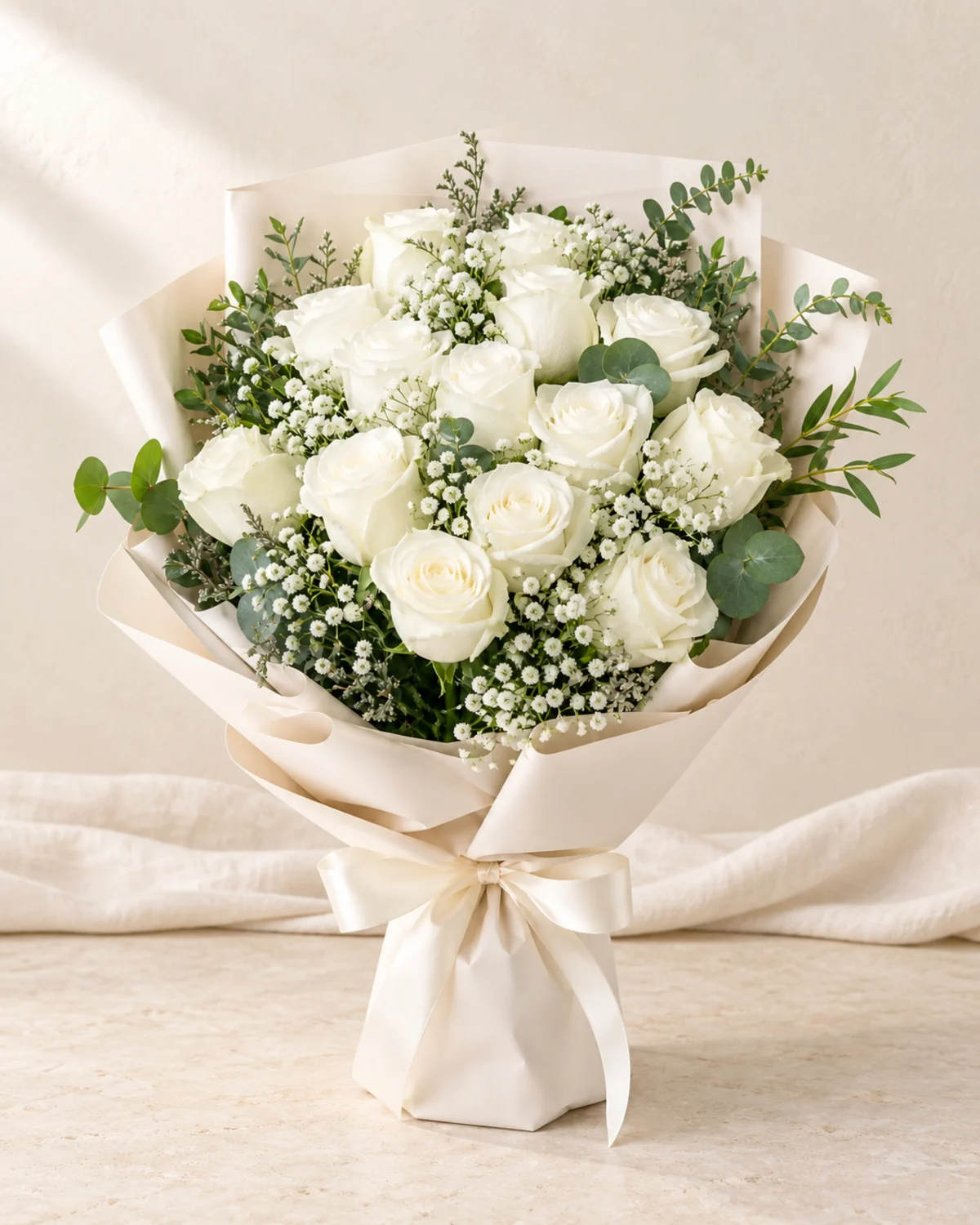 Elegant white roses bouquet - flower delivery Prilep